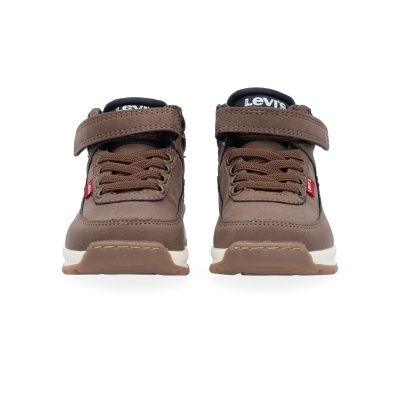 Sapatilhas infantis castanhas Levis com atacadores e velcro