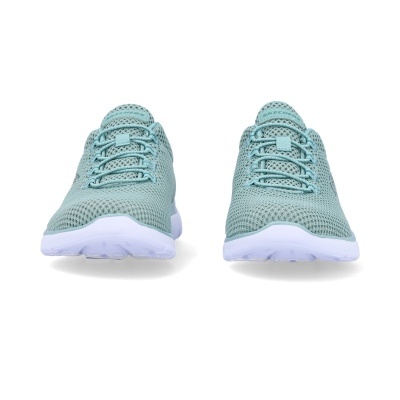 Sapatilhas Skechers verdes com sola branca e malha perfurada