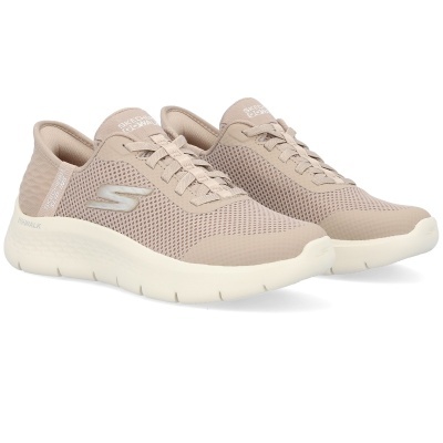 Ténis Skechers Go Walk bege claro com sola branca