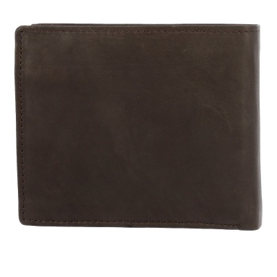 Carteira masculina de couro castanho escuro com textura lisa