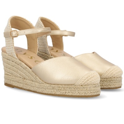 Sandálias espadrille com cunha beige e corda natural