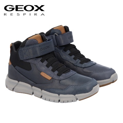Ténis botins Geox azul escuro com detalhes castanhos para criança