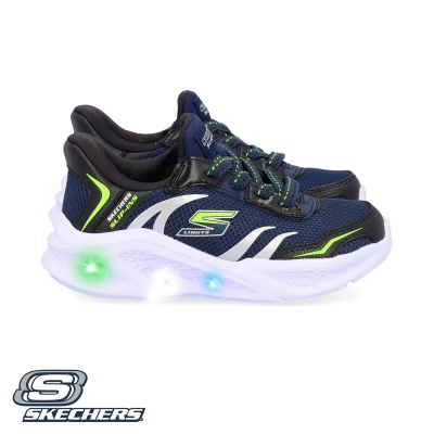 Tênis Skechers azul escuro com luzes led na sola