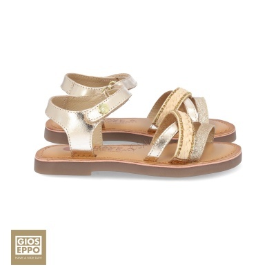 Sandálias infantis douradas GIOSEPPO com tiras e fecho em velcro