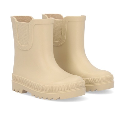Botas impermeáveis cor bege claro com sola robusta e elástico lateral