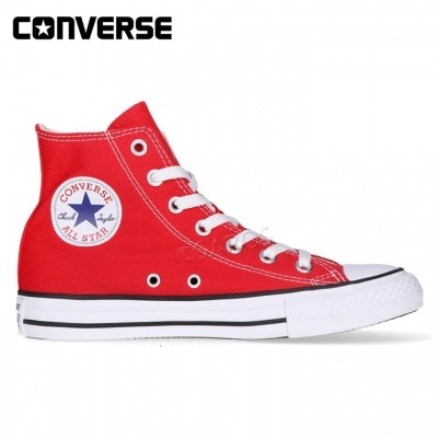 Ténis Converse All Star vermelho de tecido com sola branca e logótipo lateral