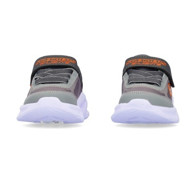 Sapatilhas Skechers S-Lights cinzentas e pretas com fecho em velcro e atacadores elásticos