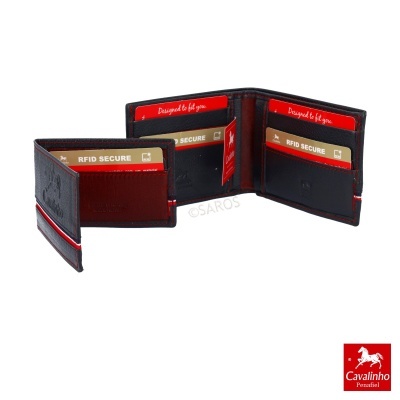 Carteira Cavalinho Penafiel em pele preta e castanha com etiquetas RFID SECURE