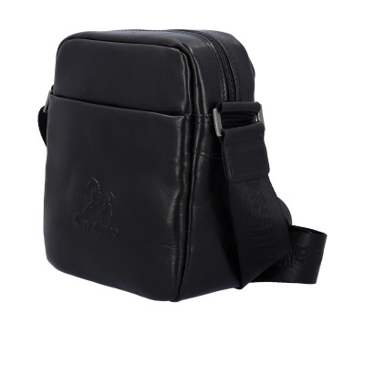 Mala pequena preta em pele com alça preta