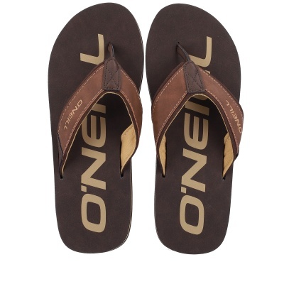 Chinelos O'Neill castanhos com logo visível na palmilha