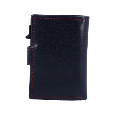 Carteira masculina preta com costura vermelha