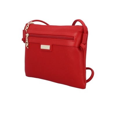 Mala de ombro vermelha com fecho e detalhes dourados