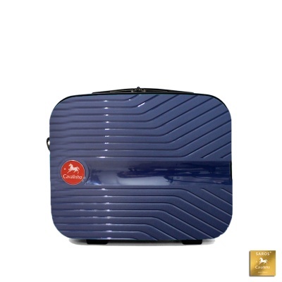 Mala de viagem rígida azul com textura em relevo e logótipo Cavalinho vermelho