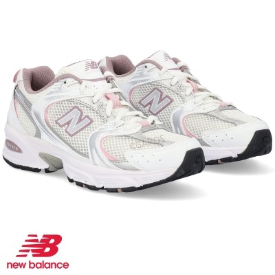 Sapatilhas desportivas New Balance brancas com detalhes rosa e cinza