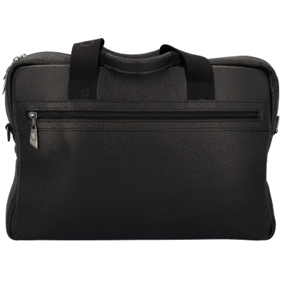 Mala de mão preta em pele com fecho e alças pretas