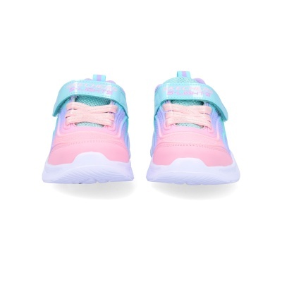 Tênis infantis rosa e azul claro com fecho de velcro e sola branca