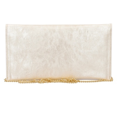 Carteira bege em pele sintética com corrente dourada