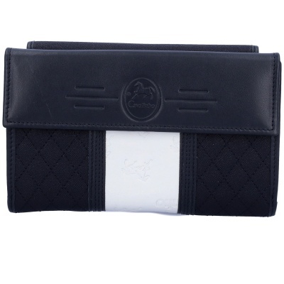 Carteira preta e branca com logótipo Cavalo em relevo