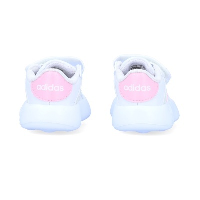 Sapatilhas Adidas brancas com detalhe rosa claro na parte traseira