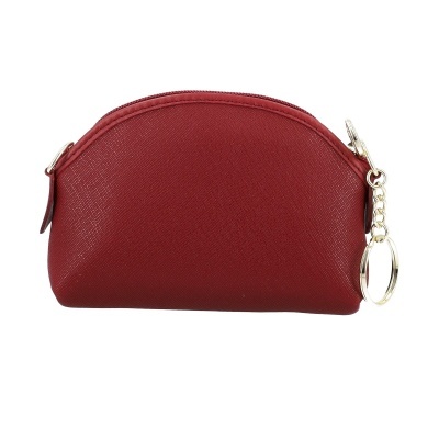 Bolsa pequena vermelha com fecho e argola prateada