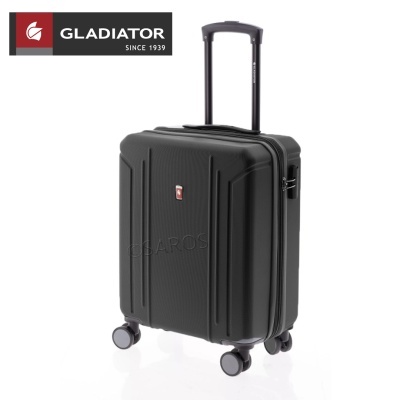 Mala de viagem rígida preta GLADIATOR com quatro rodas e pega telescópica