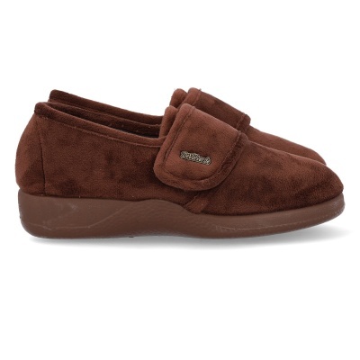 Pantufas castanhas De Valverde com velcro e sola de borracha