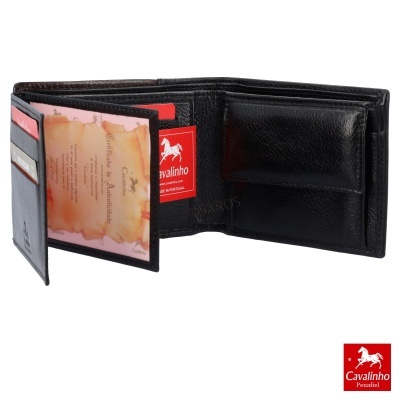 Carteira preta em pele da marca Cavalinho Penafiel