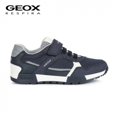 Tênis desportivo azul escuro Geox com detalhes cinza e branco