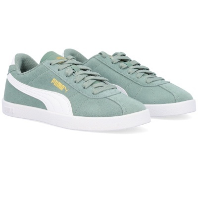 Ténis Puma verdes com risca branca e sola branca