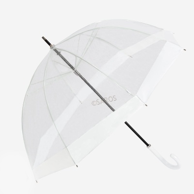 Guarda-chuva transparente com cabo curvo branco