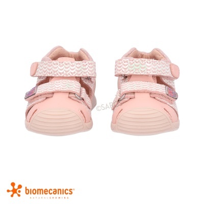 Sandálias infantis rosa com tiras de velcro e padrão de escama