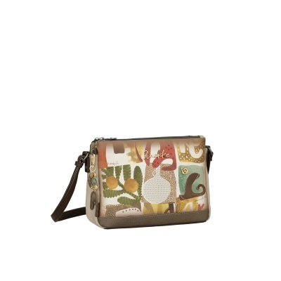 Mala tiracolo Anekke com padrão colorido abstrato e fecho de correr