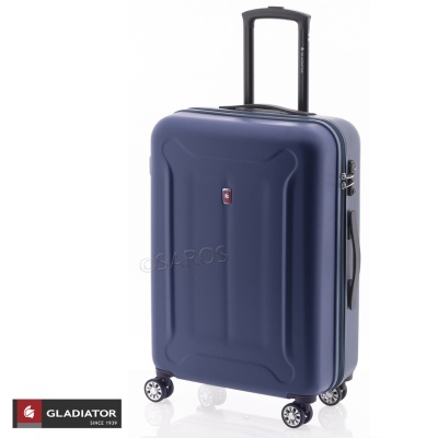 Mala de viagem rígida azul escura com rodas e pega telescópica