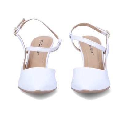 Sapatos de senhora brancos com tiras e fivela dourada da marca PICCADILLY