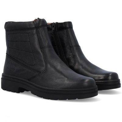 Botins pretos em pele com fecho de correr lateral