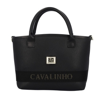 Mala de mão preta Cavalinho com alças arredondadas e placa metálica