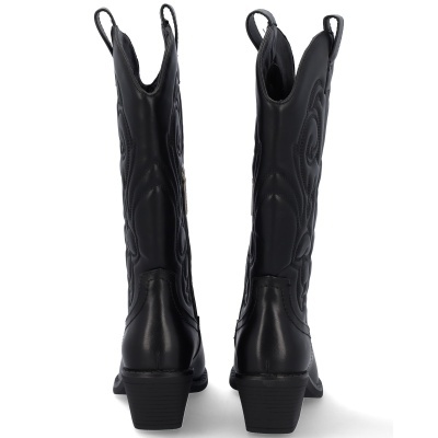 Botas cowboy pretas em couro sintético vista de trás