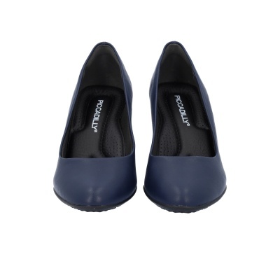 Par de sapatilhas azuis escuras com etiqueta PICCADILLY no interior