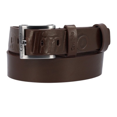 Cinto de pele castanho com fivela metálica prateada Calvin Klein