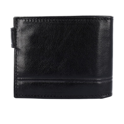 Carteira masculina em pele preta com costuras visíveis