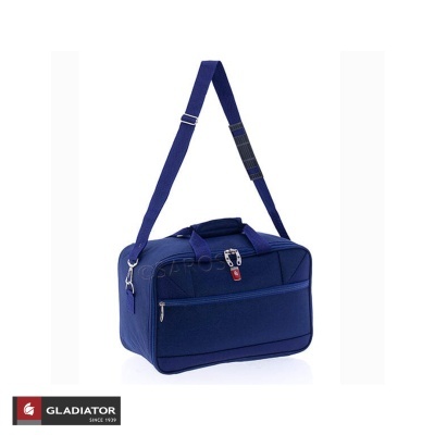 mala de viagem azul escuro com alça ajustável e fecho com cadeado