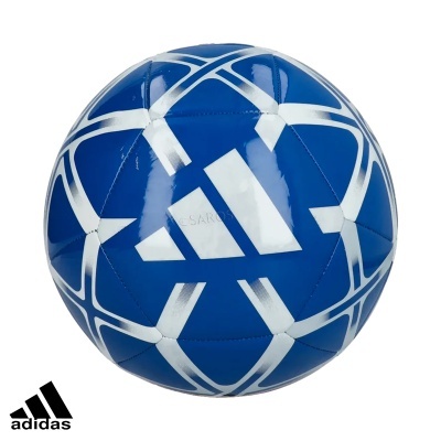 Bola de futebol Adidas azul com padrão branco e logótipo