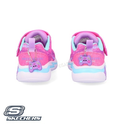Sapatilhas infantis Skechers rosa com comandos de videojogo