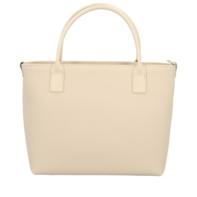 Mala de mão bege claro com duas alças e textura fina