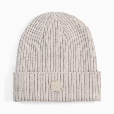 Gorro de malha cinza claro com emblema PUMA