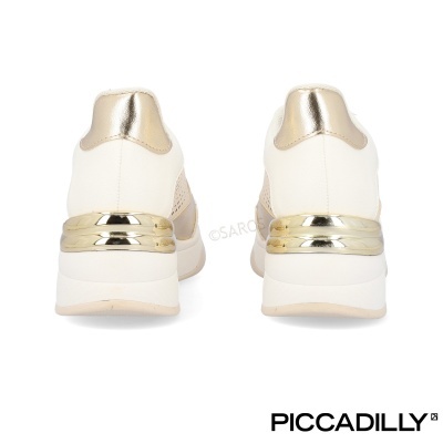 Sapatilhas femininas PICCADILLY brancas com detalhes dourados