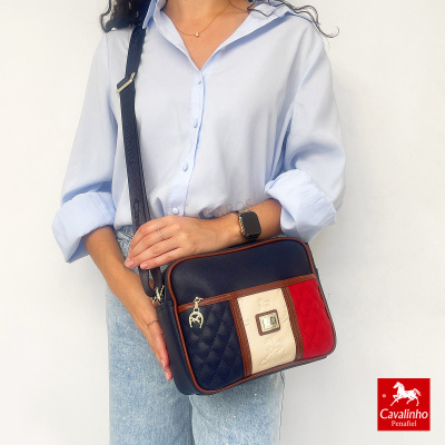 Bolsa quadrada colorida Cavalinho Penafiel com alça ajustável