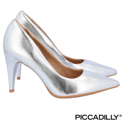 Sapatos de salto alto prateados com bico fino