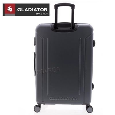 Mala de viagem rígida cinzenta escura com pega extensível e quatro rodas