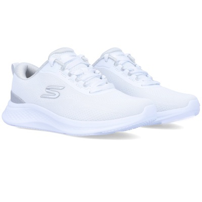 Sapatilhas desportivas brancas Skechers com logotipo prateado